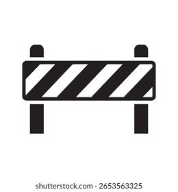 Symbol für eine Straßensperre, die ein Baugebiet, eine geschlossene Straße oder eine Polizeisperre für die Sicherheitskontrolle und Verkehrsbeschränkung darstellt, Vektor Symbol für eine feste Glyphe