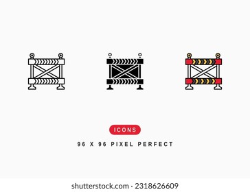 Road Barrier Icon. Roadblock Caution Symbol Stock Illustration. Vector Line Icons For UI Web Design And Presentation