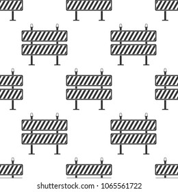 Road barrier icon seamless pattern on white background. Symbol of restricted area which are in under construction processes. Fence of building or repair works sign. Hurdle icon. Vector Illustration