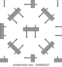 Road barrier icon seamless pattern on white background. Symbol of restricted area which are in under construction processes. Fence of building or repair works. Hurdle icon. Vector Illustration