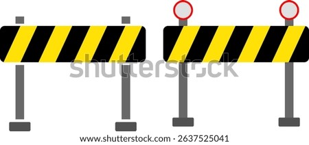 

Road barrier icon set. Construction Barrier. Stop traffic road.  Under construction highway restricted symbol. Travel prohibited
