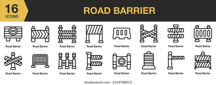 Conjunto de iconos de barrera de carretera. Incluye icono de barrera de carretera y más. Colección de Vector de iconos de contorno.