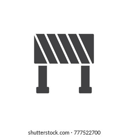 Road barrier icon vector, filled flat sign, solid pictogram isolated on white. Construction barricade symbol, logo illustration