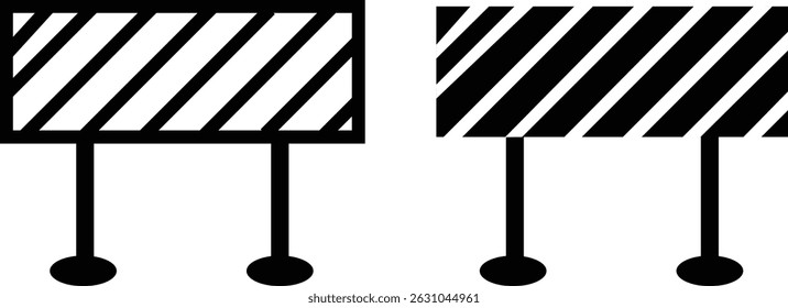 Road barrier icon Vector logo. Roadblock icon. Set of Road barrier or road block icon collection
