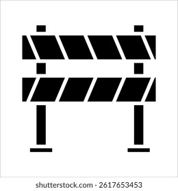 Road barrier Icons set in solid and thin line style on white background

