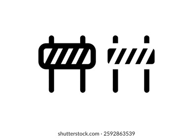 Road barrier icons in solid and outline style Vector