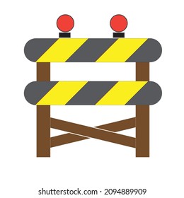 A road barrier with lights