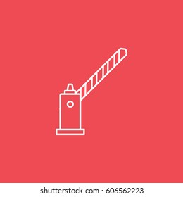 Road Barrier Line Icon On Red Background