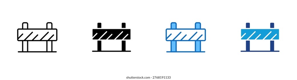 Road Barrier Multiple Style Icon Design Vector - Road barrier fence representing construction safety, traffic control, and restricted access