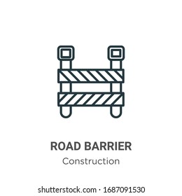 Road barrier outline vector icon. Thin line black road barrier icon, flat vector simple element illustration from editable construction concept isolated stroke on white background