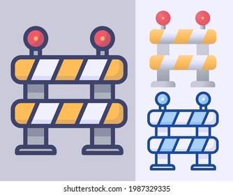 Road barrier. Parking fence. Striped yellow sign. vector cartoon icon Illustration