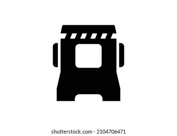 Barrera vial. Ilustración simple en blanco y negro.