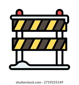 Road Barrier In Snow Town Vector Illustration, Flat Style Icon