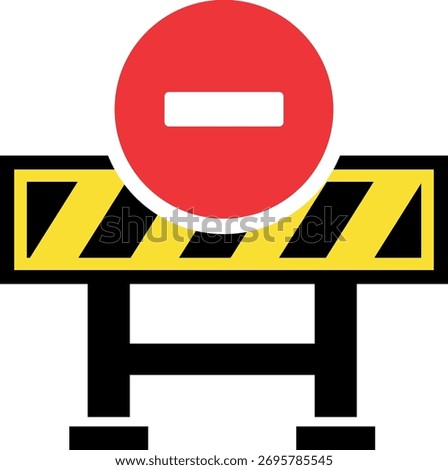 Road barrier stop block warning icon vector design