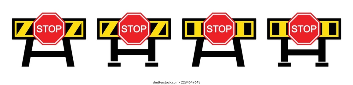 Road barrier stop icon. Road block icon, vector illustration