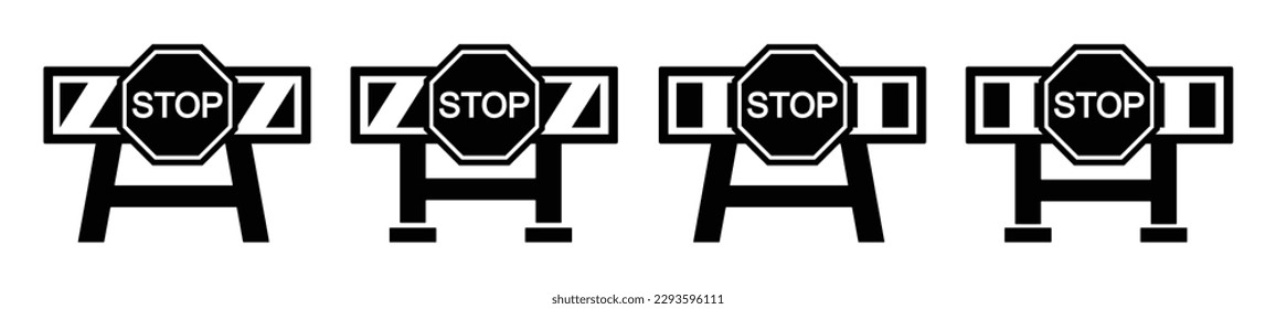 Road barrier stop icon. Road block icon, vector illustration