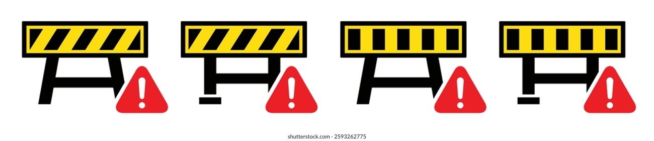 Road barrier stop icon. Road block icon. Road warning stop icon, vector illustration