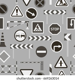Road barriers and signs pattern