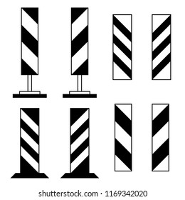 Road barriers, under construction icon set, black isolated on white background, vector illustration.