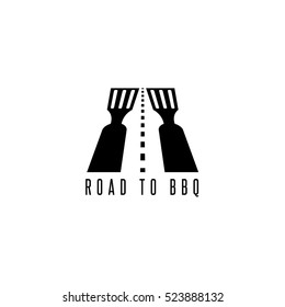 road to bbq negative space vector concept
