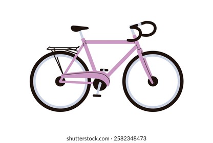 Road bicycle. Bike, urban eco-friendly transport with wheels, handlebar and pedals. Sport vehicle. Modern city cycle, side view. Flat graphic vector illustration isolated on white background