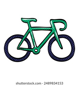 Road bicycle halftone icon hand drawn color vector illustration