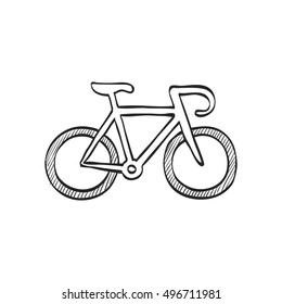 Road bicycle icon in doodle sketch lines. Sport, race, cycling, speed 