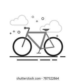 Road bicycle icon in flat outlined grayscale style. Vector illustration.