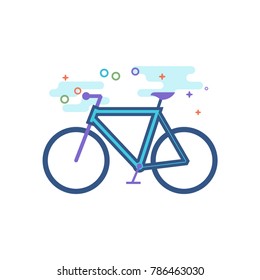 Road bicycle icon in outlined flat color style. Vector illustration.