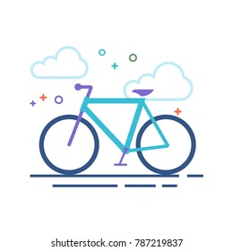 Road bicycle icon in outlined flat color style. Vector illustration.