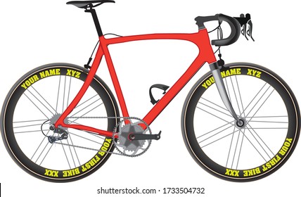 road bicycle red frame your name