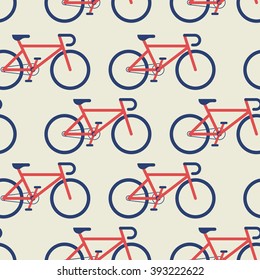 Road bicycle seamless background in vintage color theme for wrapping paper