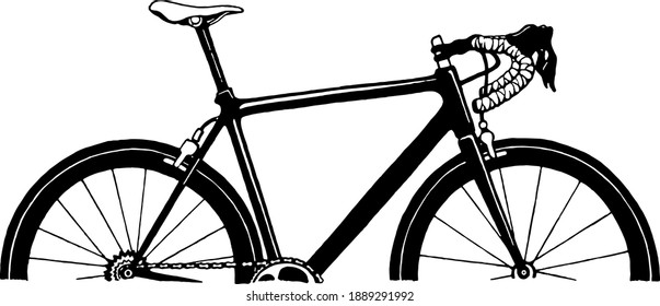 Road bicycle vector illustration, green clean transportation 