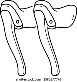 Road bike brake levers. Vector outline icon.