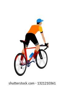 road bike cyclist climbing. vectoral illlustration. white background isolated.