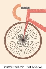 road bike front area. minimalism retro style.  cycling abstract vector illustration