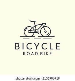 Road Bike With Line Art Style Logo Icon Template Design. Bicycle,cycling,racing, Vector Illustration