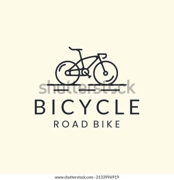 road bike\
with line art style logo icon template design.\
bicycle,cycling,racing, vector\
illustration