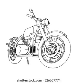 Road bike. Motorcycle in the contour lines. Silhouette of a motorcycle. The contours of the motorcycle