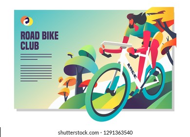 Road bike racing event poster web template. Mixcolor vector illustration