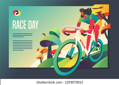 Road bike racing event poster web template. Mixcolor vector illustration