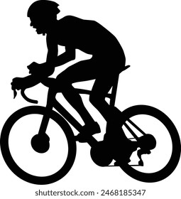 Rennradfahrer Silhouette. In: Road Cyclist Illustration. Ganzkörper-Rennradfahrer. Rennradfahrer posiert in schwarzer Farbe.