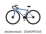 Road bike, side view. Modern bicycle, wheeled eco-friendly cycle transport with pedals and frame. Urban travel vehicle with pedals. Flat graphic vector illustration isolated on white background