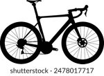 Road bike side view silhouette illustration with detailed part