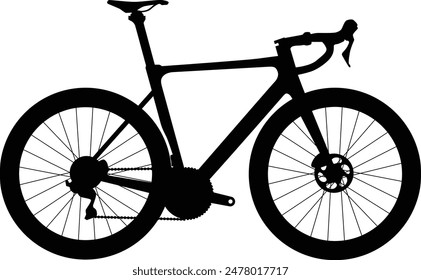 Road bike side view silhouette illustration with detailed part