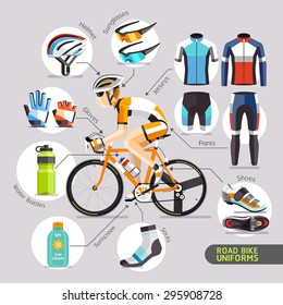 Road Bike Uniforms. Vector illustration.