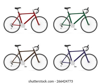 road bikes with gear shifting vector illustration isolated on white background
