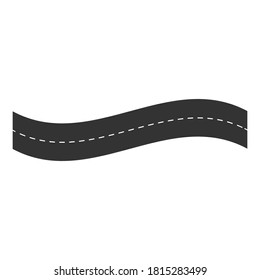Icono negro de la carretera. Ilustración vectorial de vía aislada en fondo blanco.