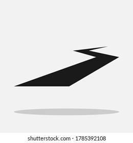 Road black and white vector icon. Pathway simple illustration.