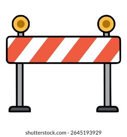 Diseño de Plantilla de Ilustración vectorial de color plano de señal de barrera de bloqueo de carretera